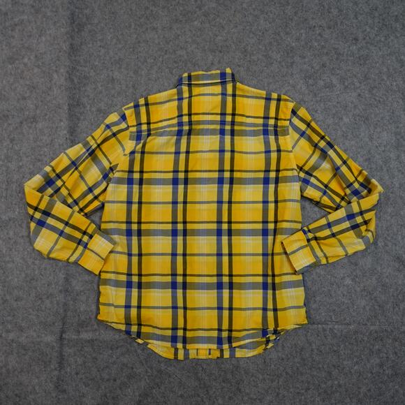 Ralph Lauren Top Womens Large Button Front Plaid Long Sleeve Yellow Preppy - Picture 4 of 8